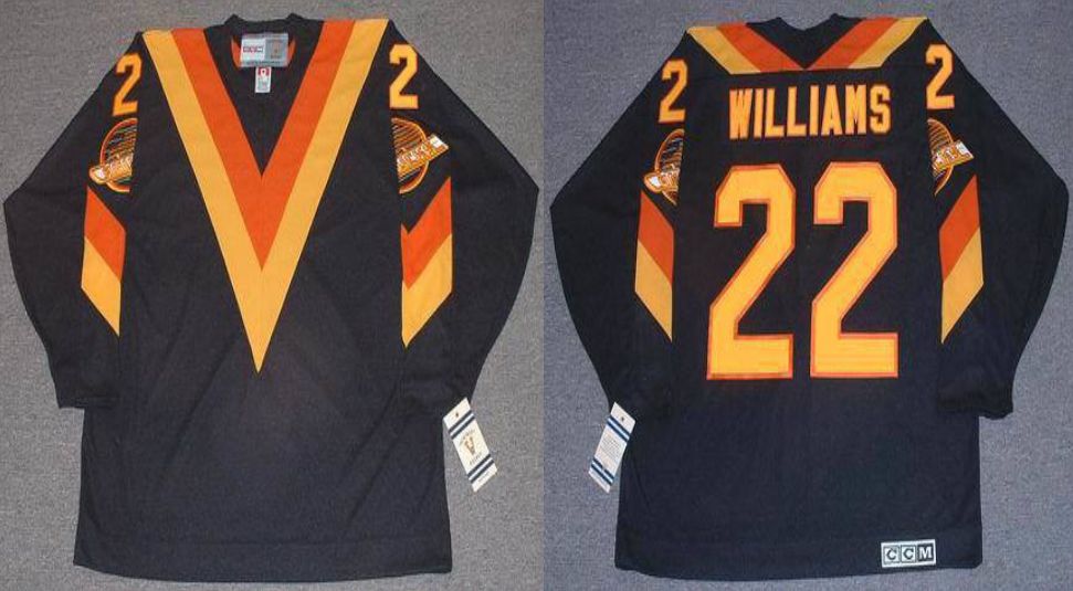 2019 Men Vancouver Canucks #22 Williams Black CCM NHL jerseys